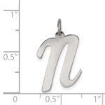 Sterling Silver Rhodium-plated Script Letter N Initial Charm - Image 3
