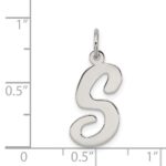 Sterling Silver Rhodium-plated Script Letter S Initial Charm - Image 3