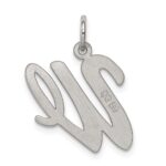 Sterling Silver Rhodium-plated Script Letter W Initial Charm - Image 4