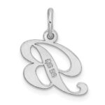 Sterling Silver Rhodium-plated Fancy Script Letter B Initial Charm - Image 3