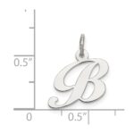 Sterling Silver Rhodium-plated Fancy Script Letter B Initial Charm - Image 4