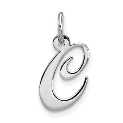 Sterling Silver Rhodium-plated Fancy Script Letter C Initial Charm