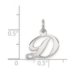 Sterling Silver Rhodium-plated Fancy Script Letter D Initial Charm - Image 3
