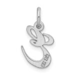 Sterling Silver Rhodium-plated Fancy Script Letter E Initial Charm - Image 3