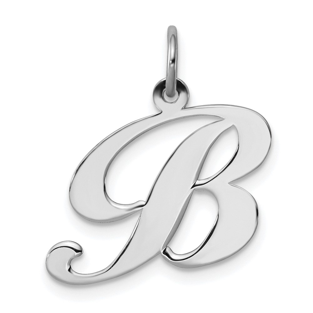 QC5088B.jpg Sterling Silver Rhodium-plated Fancy Script Letter B Initial Charm - Image 1