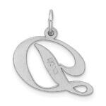 Sterling Silver Rhodium-plated Fancy Script Letter D Initial Charm - Image 3