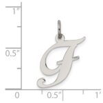 Sterling Silver Rhodium-plated Fancy Script Letter F Initial Charm - Image 3