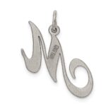 Sterling Silver Rhodium-plated Fancy Script Letter M Initial Charm - Image 4
