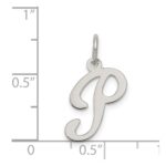 Sterling Silver Rhodium-plated Fancy Script Letter P Initial Charm - Image 3