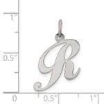 Sterling Silver Rhodium-plated Fancy Script Letter R Initial Charm - Image 4