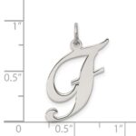 Sterling Silver Rhodium-plated Fancy Script Letter F Initial Charm - Image 4