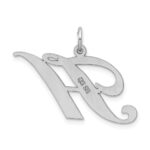 Sterling Silver Rhodium-plated Fancy Script Letter H Initial Charm - Image 3