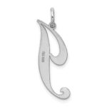 Sterling Silver Rhodium-plated Fancy Script Letter J Initial Charm - Image 3