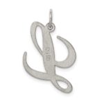 Sterling Silver Rhodium-plated Fancy Script Letter L Initial Charm - Image 3