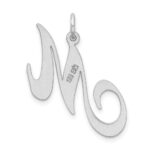 Sterling Silver Rhodium-plated Fancy Script Letter M Initial Charm - Image 3