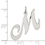 Sterling Silver Rhodium-plated Fancy Script Letter M Initial Charm - Image 4
