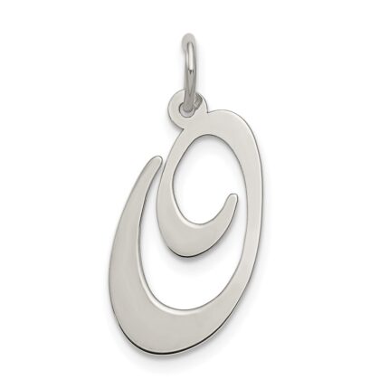 Sterling Silver Rhodium-plated Fancy Script Letter O Initial Charm