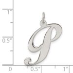 Sterling Silver Rhodium-plated Fancy Script Letter P Initial Charm - Image 4