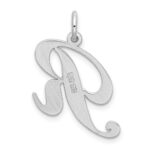 Sterling Silver Rhodium-plated Fancy Script Letter R Initial Charm - Image 3