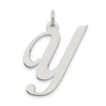Sterling Silver Rhodium-plated Fancy Script Letter Y Initial Charm