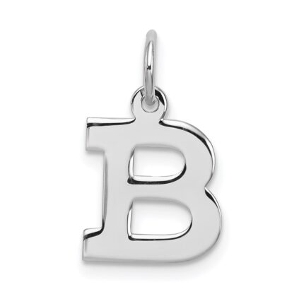 Sterling Silver Rhodium-plated Block Letter B Initial Charm