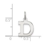 Sterling Silver Rhodium-plated Block Letter D Initial Charm - Image 4