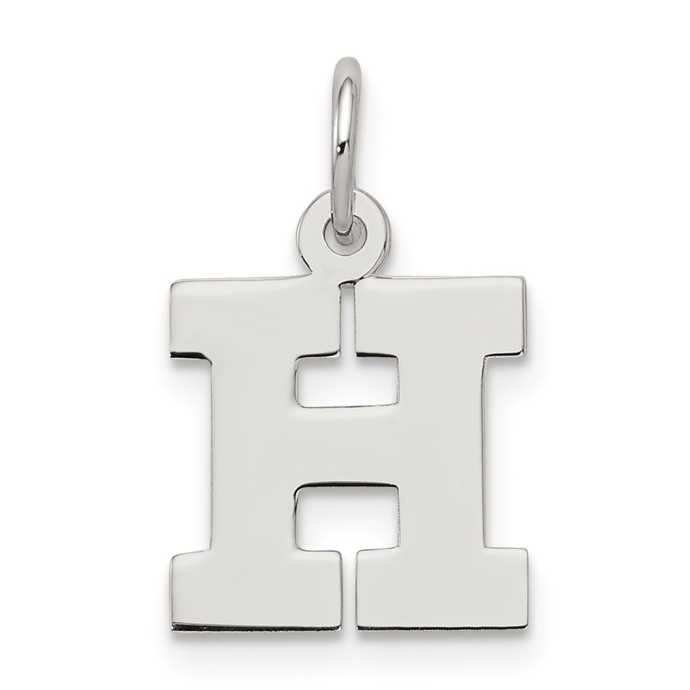 QC5093H.jpg Sterling Silver Rhodium-plated Block Letter H Initial Charm - Image 1