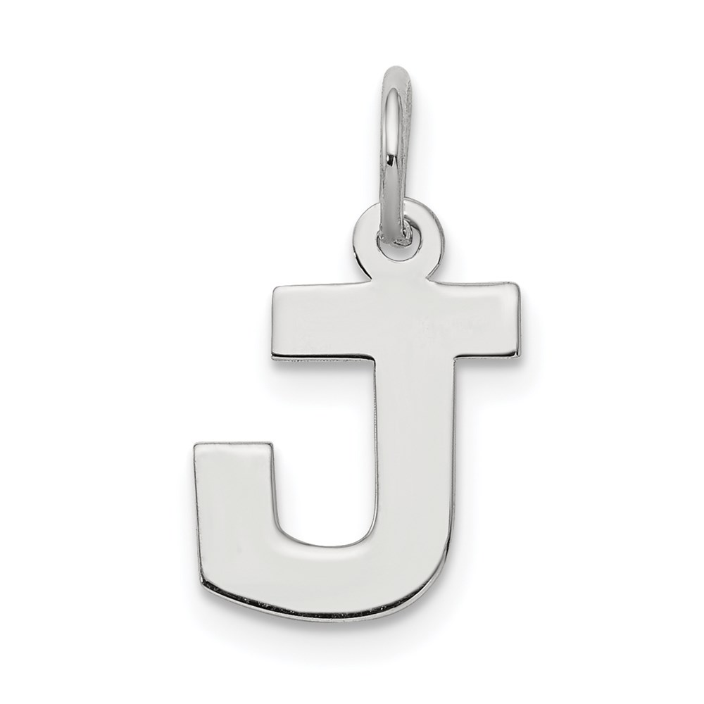 QC5093J.jpg Sterling Silver Rhodium-plated Block Letter J Initial Charm - Image 1