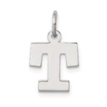 Sterling Silver Rhodium-plated Block Letter T Initial Charm