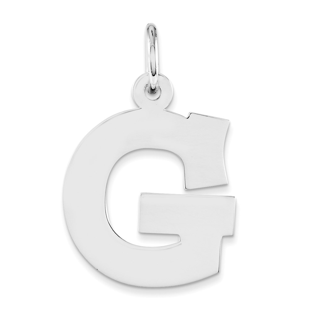 QC5095G.jpg Sterling Silver Rhodium-plated Block Letter G Initial Charm - Image 1