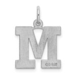 Sterling Silver Rhodium-plated Block Letter M Initial Charm - Image 3