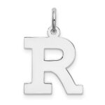 Sterling Silver Rhodium-plated Block Letter R Initial Charm