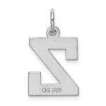 Sterling Silver Rhodium-plated Block Letter Z Initial Charm - Image 3