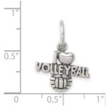 Sterling Silver Antique I (heart) Volleyball Charm - Image 3