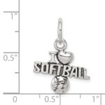 Sterling Silver Antique I (heart) Softball Charm - Image 3