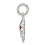 Sterling Silver Red CZ Skull Charm - Image 2