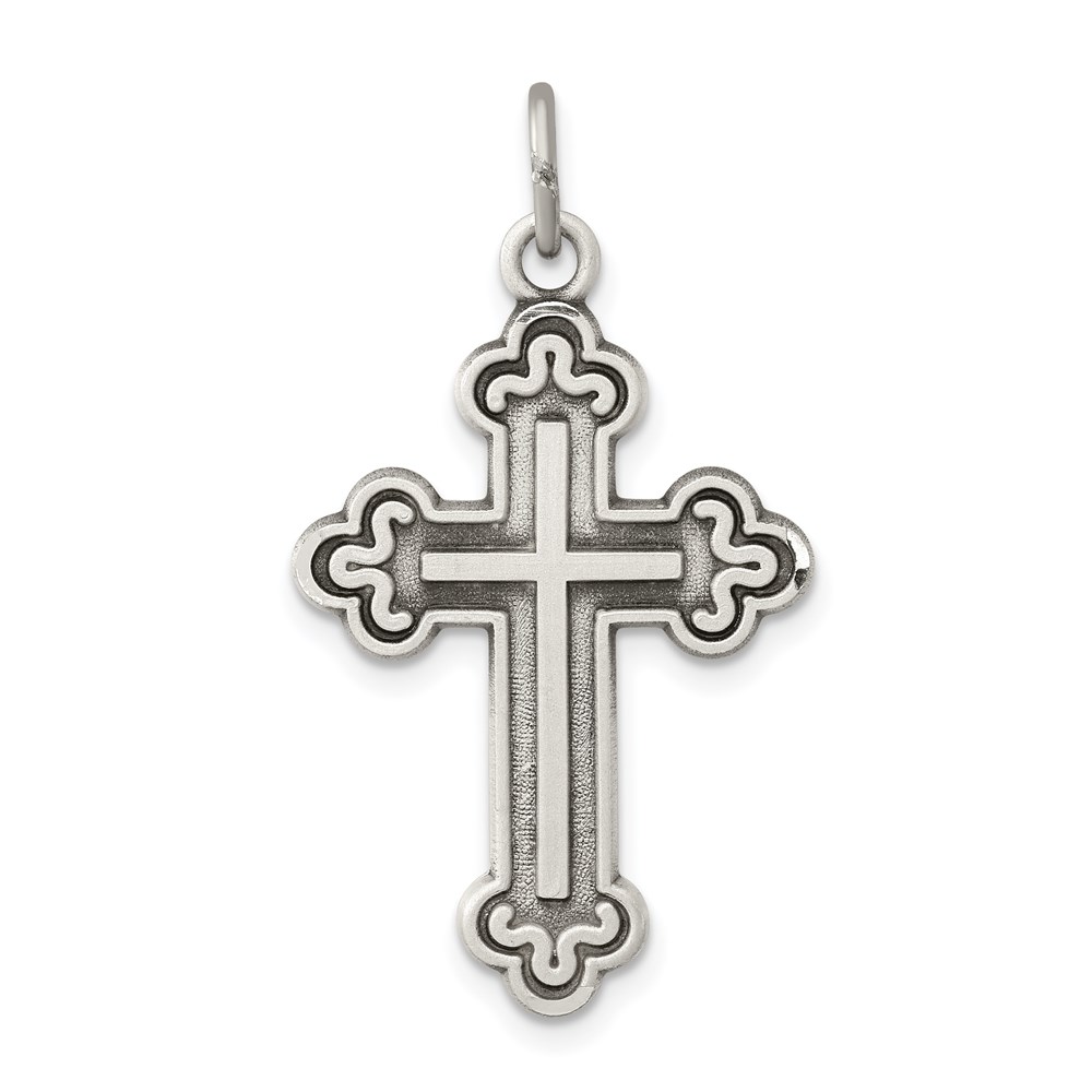 QC5236.jpg Sterling Silver Antiqued Budded Cross Pendant - Image 1
