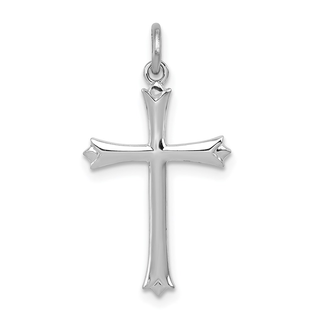 QC5250.jpg Sterling Silver Platinum-plated Fleur De Lis Cross Charm - Image 1
