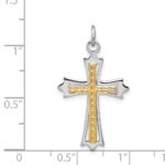 Sterling Silver Platinum-plated & Gold-plated Cross Pendant - Image 3