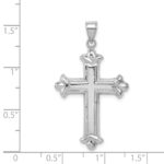 Sterling Silver Rhodium-plated Fleur-de-lis Cross Pendant - Image 3
