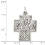 Sterling Silver Antiqued Alpha Omega Cross Pendant - Image 5
