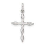 Sterling Silver Rhodium-plated CZ Cross Charm - Image 4