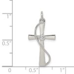 Sterling Silver Rhodium-plated CZ Cross Pendant - Image 3