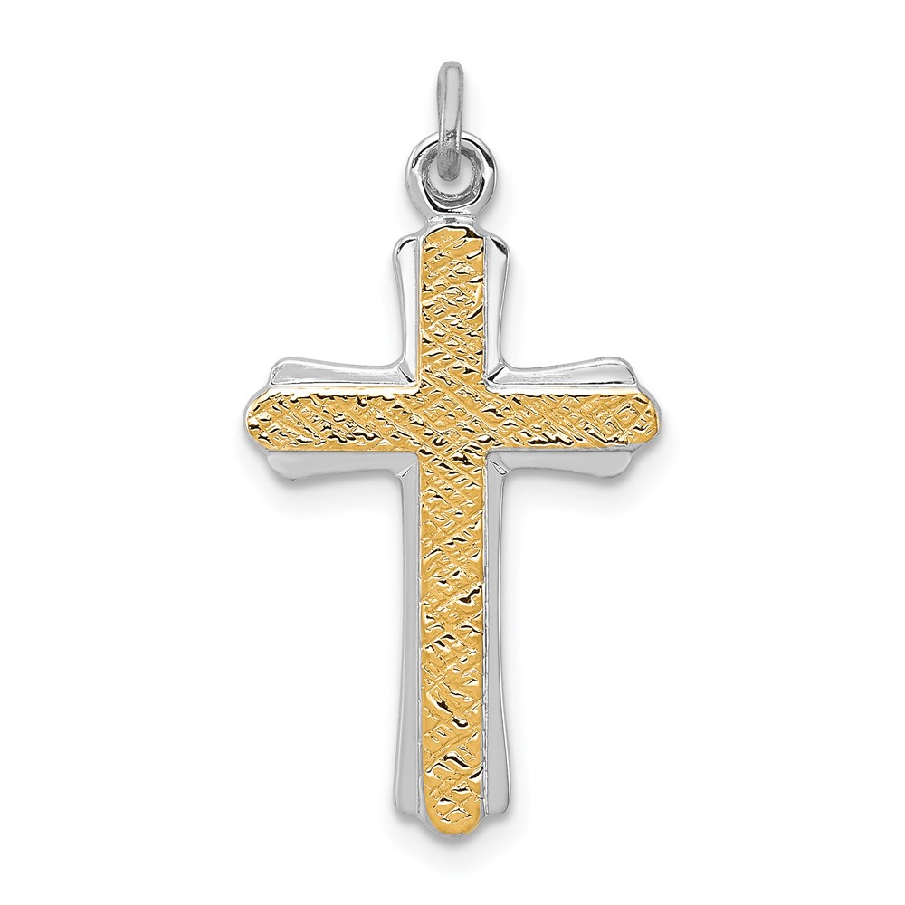 QC5393.jpg Sterling Silver Platinum-plated & 18k Gold-plated Cross Charm - Image 1