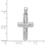 Sterling Silver Rhodium-plated Hollow Crucifix Pendant - Image 4