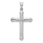 Sterling Silver Rhodium-plated Diamond -Cut Reversible Cross Pendant