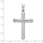 Sterling Silver Rhodium-plated Diamond -Cut Reversible Cross Pendant - Image 4