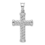 Sterling Silver Rhodium-plated Hollow Latin Cross Pendant - Image 3
