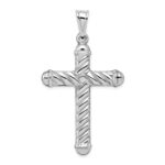Sterling Silver Rhodium-plated Hollow Cross Pendant