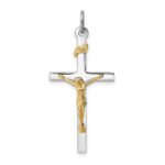 Sterling Silver Platinum-plated & 18k Gold-plated Crucifix Pendant
